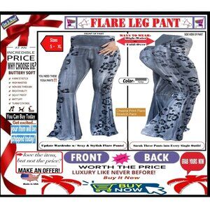 🛑 BULLY Fold Over CHEETAH ➕🆒 LEGGING PANT High Waist Flare Trouser💸BUY NOW‼️